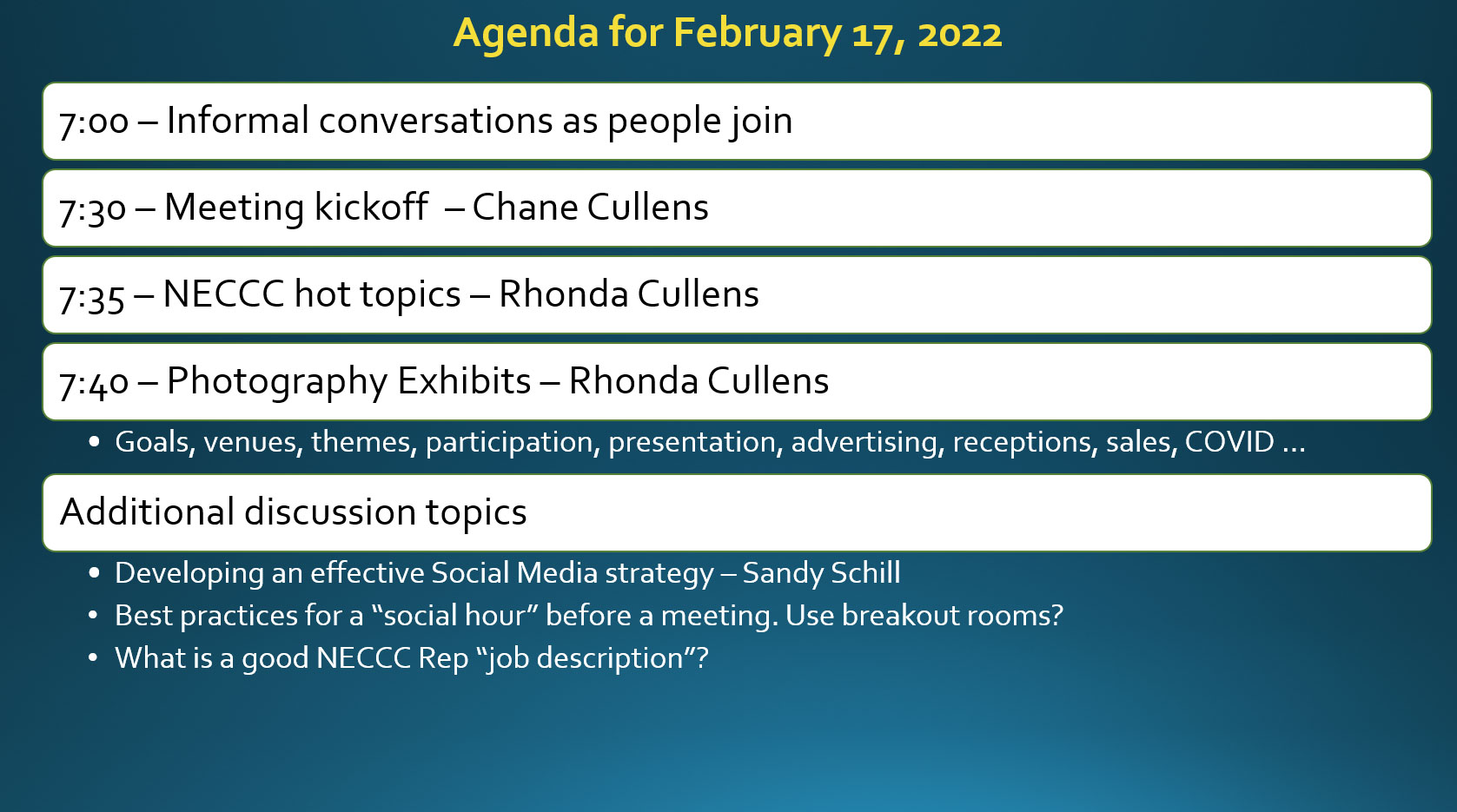 Meeting Minutes – Feb 17, 2022